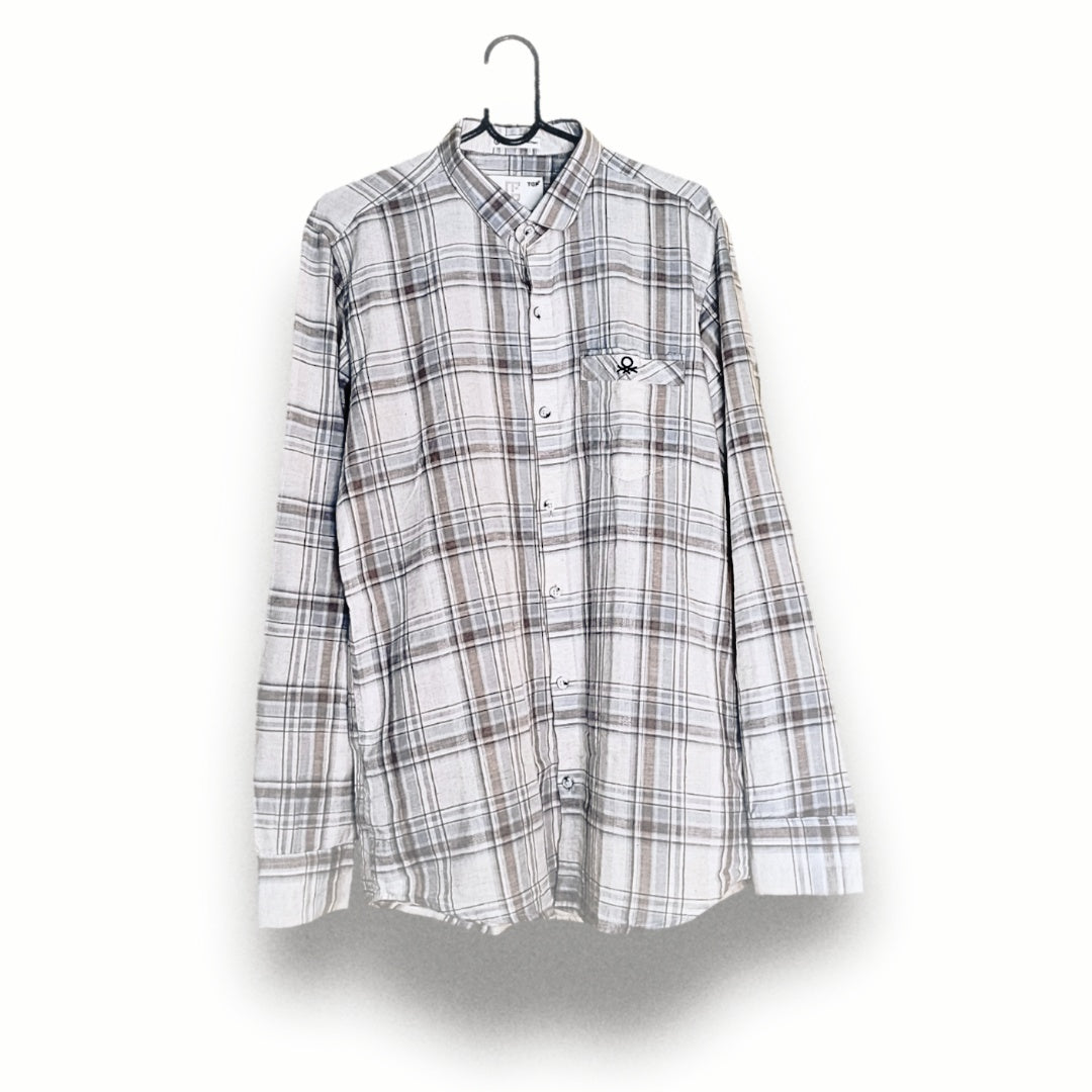 Men's Cotton Linen Check Shirt