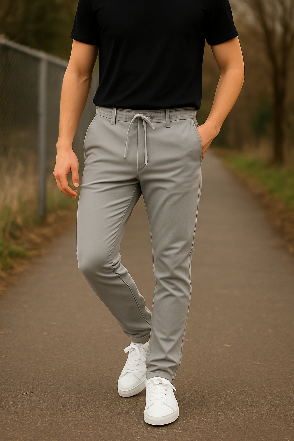 Men's Premium Trousers – Elastic Waist Comfort Fit.