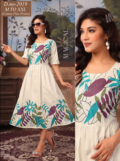 Floral Bliss Khadi Cotton Midi Dress.