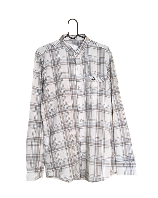 Men's Cotton Linen Check Shirt
