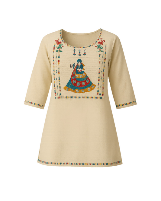 Traditional Design Cotton Short Kurti