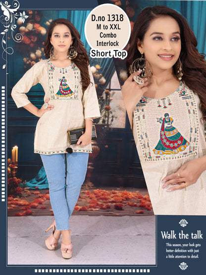Traditional Design Cotton Short Kurti